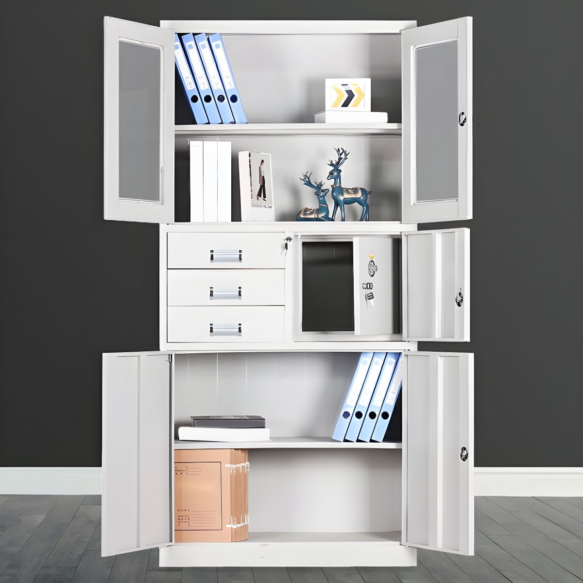 Office filing cabinet with safe