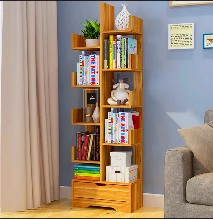 8-tier wooden bookshelf