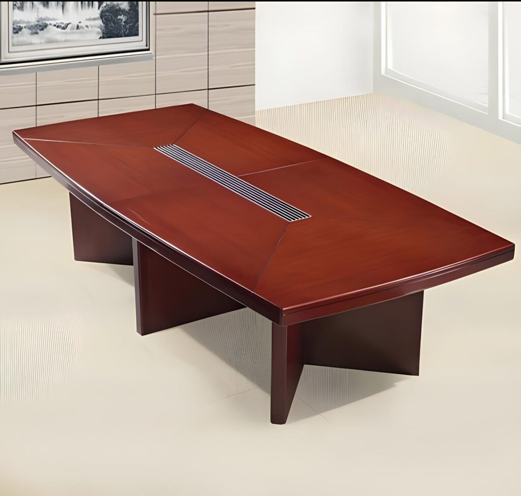 Modern Mahogany Executive Boardroom Table with Cable Management