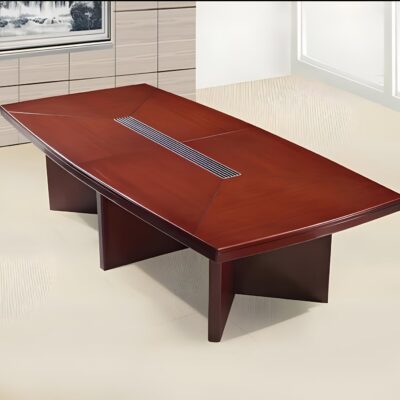 Modern Mahogany Executive Boardroom Table with Cable Management