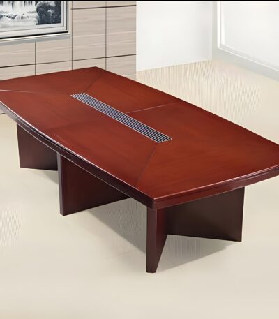 Modern Mahogany Executive Boardroom Table with Cable Management