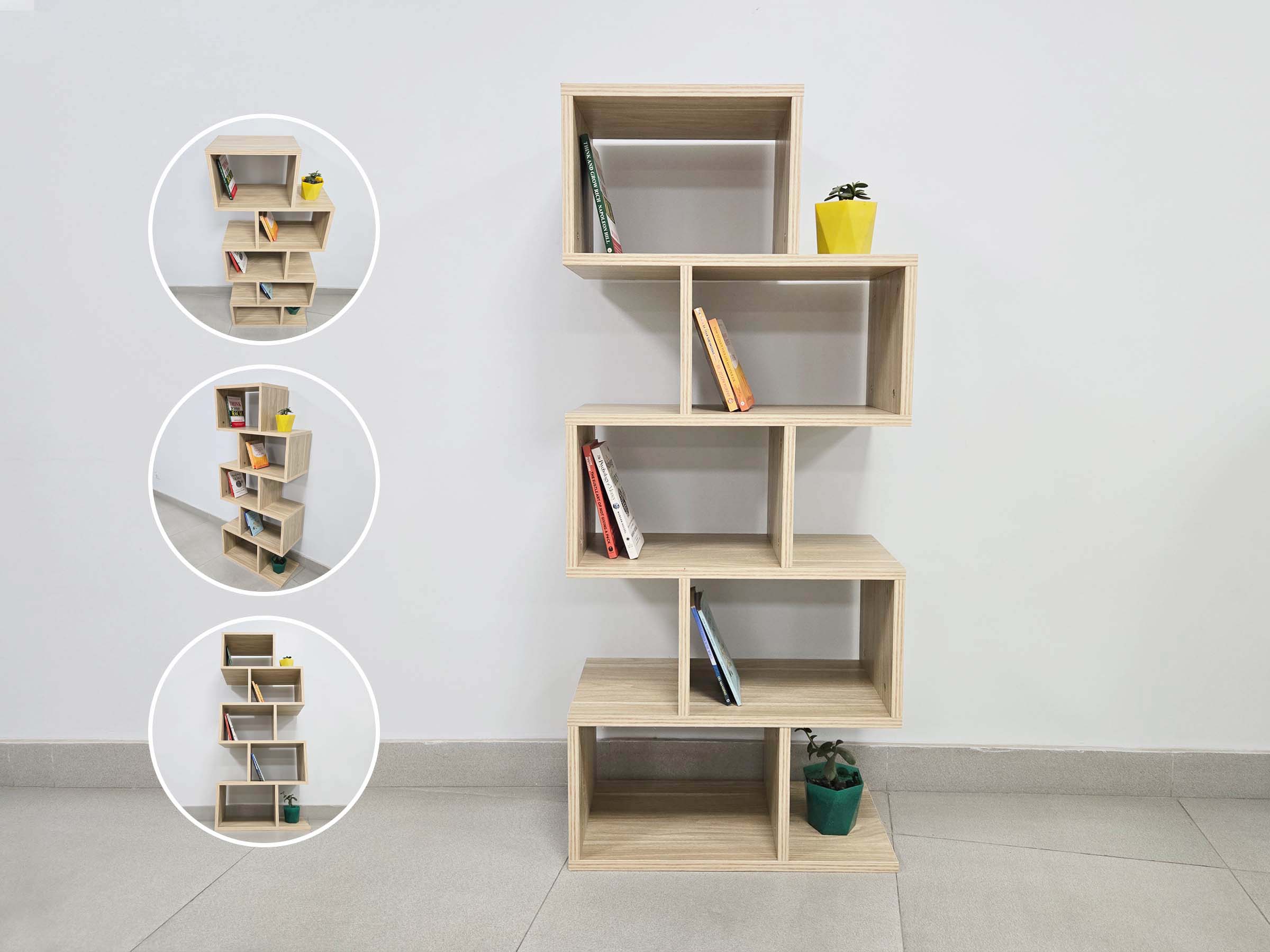 Modern Wooden Zigzag Wall Shelf