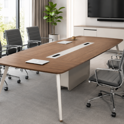 Modern executive wooden boardroom conference table with cable management for corporate meeting rooms and executive offices in Kenya.