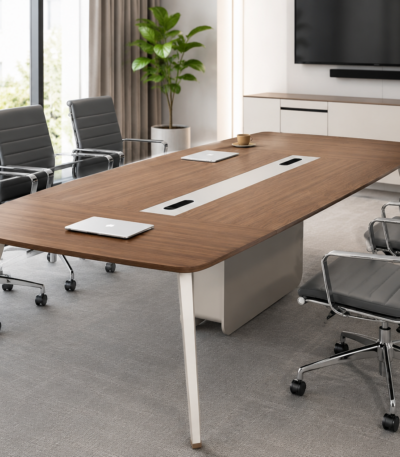 Modern executive wooden boardroom conference table with cable management for corporate meeting rooms and executive offices in Kenya.