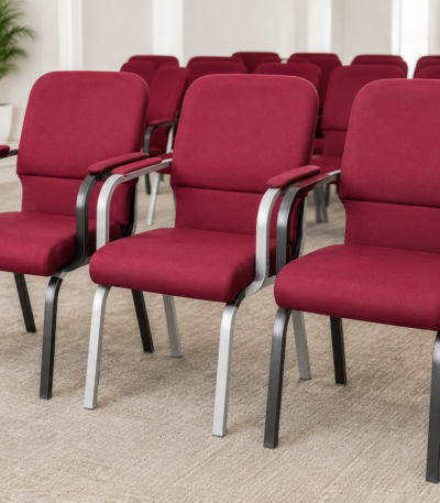 Fabric Padded Church & Conference Visitor Chair with Armrests