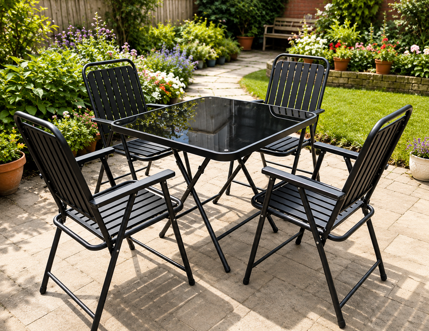 4-Seater Outdoor Patio Furniture Set – Table & Chairs