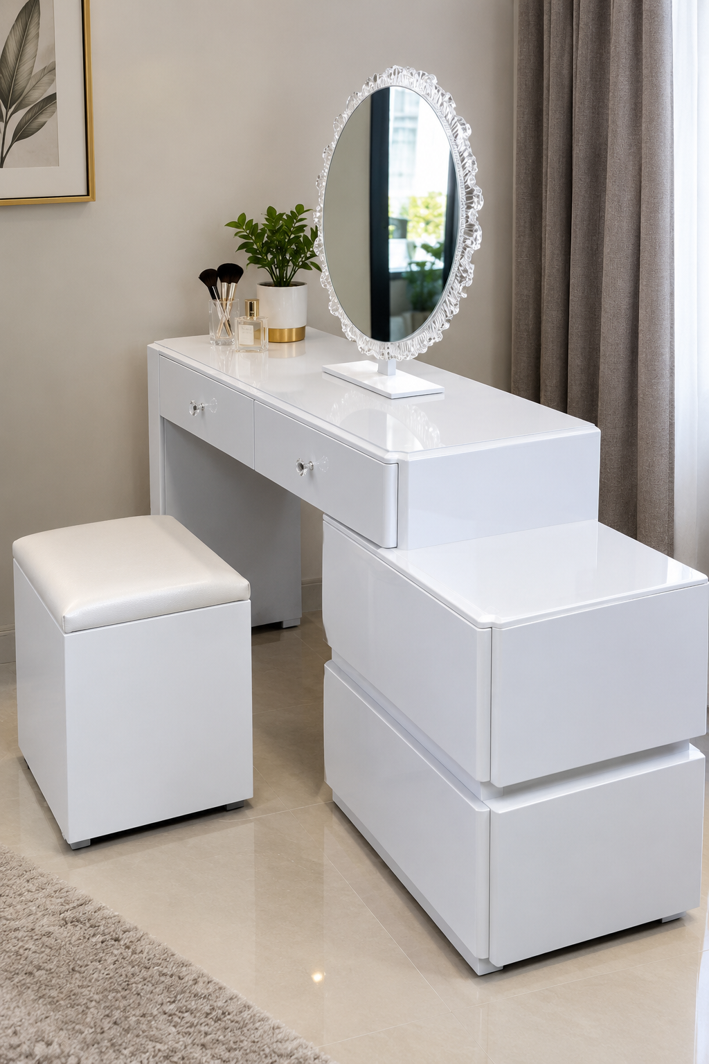 White vanity dressing table with mirror for bedrooms in Kenya