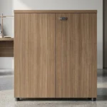 Modern low height wooden office storage cabinet with digital keypad lock